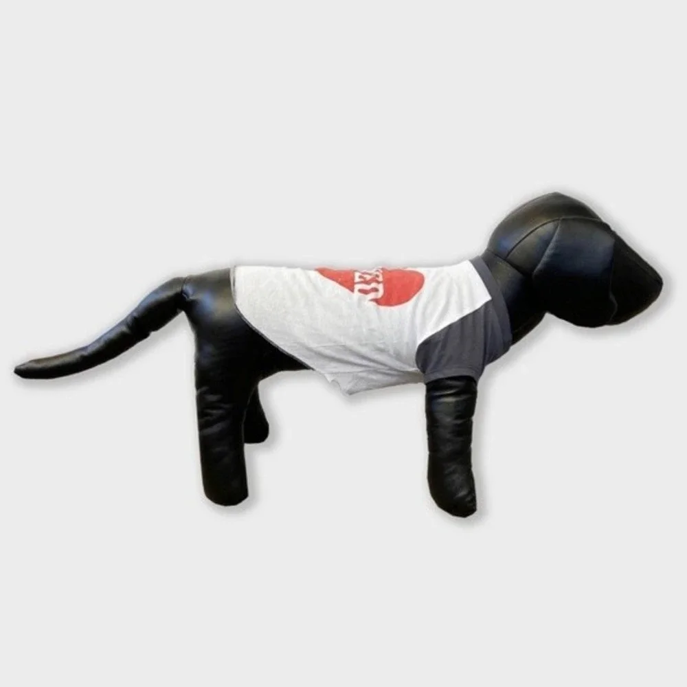 Grayson Pup Pet Lightweight Red Heart LOVED White Blue Crew Collar T-shirt NEW